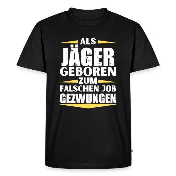 Hunter landed in the wrong job - Men's Premium Organic T-Shirt - black - Front - Nico (187cm)