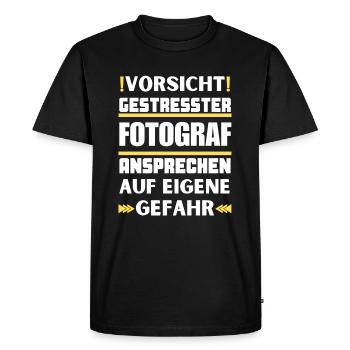 Don't approach stressed photographer! - Men's Premium Organic T-Shirt - black - Front - Nico (187cm)