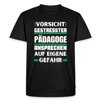 Don't talk to stressed educators! - Men's Premium Organic T-Shirt - black - Front - Nico (187cm)