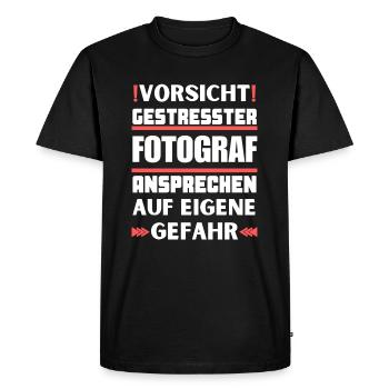 Don't approach stressed photographer! - Men's Premium Organic T-Shirt - black - Front - Nico (187cm)