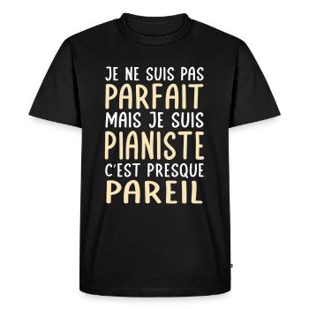 Je ne suis pas parfait mais je suis pianiste - T-shirt Premium bio Homme - noir - Devant - Nico (187cm)
