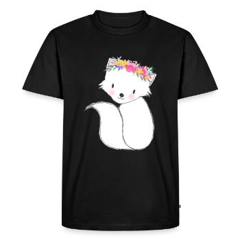 Small sweet fox with flowers - Men's Premium Organic T-Shirt - black - Front - Nico (187cm)