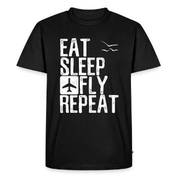 Eat Sleep Fly Repeat Pilot Cadeau - T-shirt Premium bio Homme - noir - Devant - Nico (187cm)