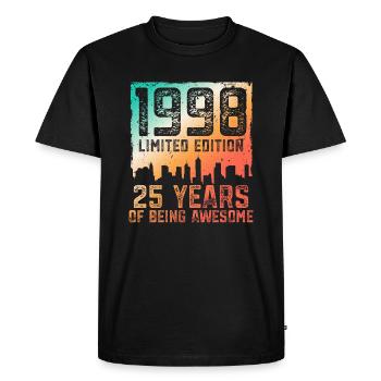 25 birthday 25 years born 1998 - Men's Premium Organic T-Shirt - black - Front - Nico (187cm)