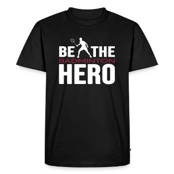 Joueur de badminton Héros de badminton - T-shirt Premium bio Homme - noir - Devant - Nico (187cm)