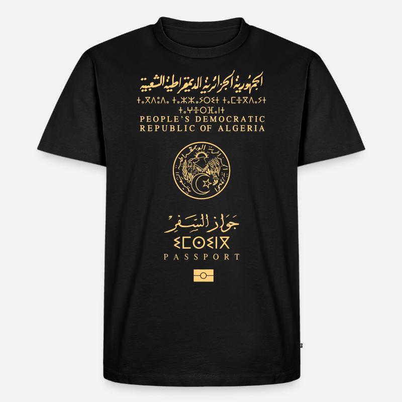 Algerischer Pass - Männer Premium Bio T-Shirt - Schwarz