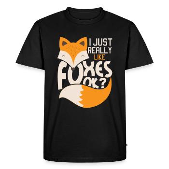 I Just Really Like Foxes Ok? - Fox fan owner - Men's Premium Organic T-Shirt - black - Front - Nico (187cm)