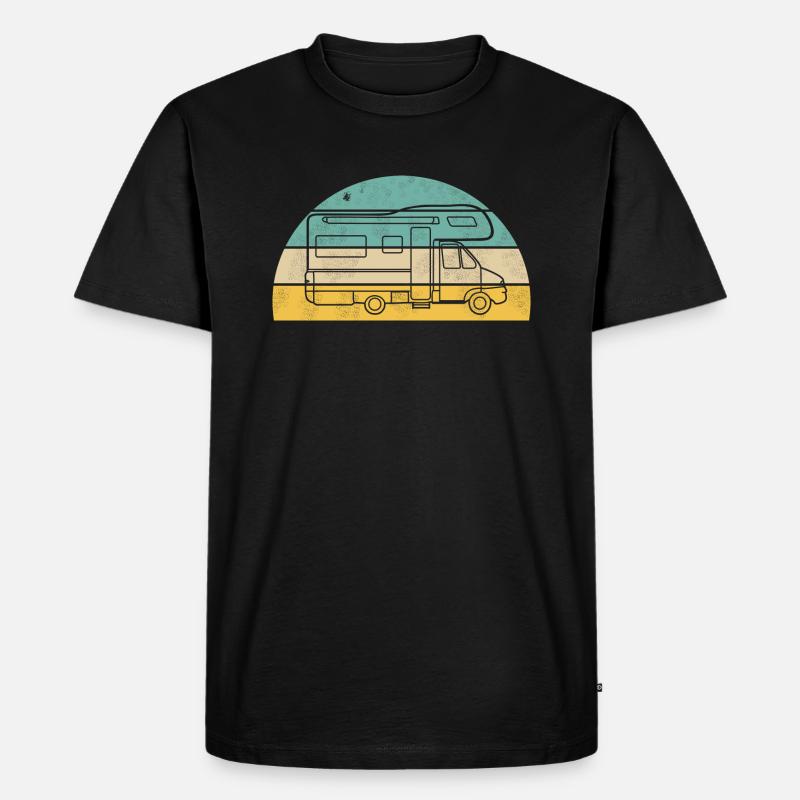 Camping mit Wohnmobil - Männer Premium Bio T-Shirt - Schwarz