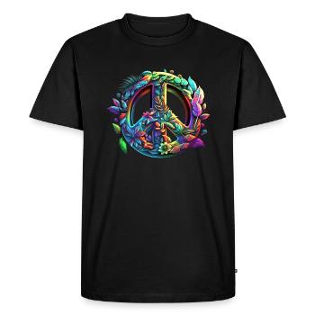 Symbole de paix, signe de paix, paix, liberté - T-shirt Premium bio Homme - noir - Devant - Nico (187cm)