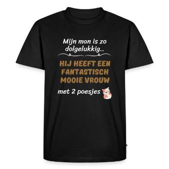 woman with 2 - Men's Premium Organic T-Shirt - black - Front - Nico (187cm)