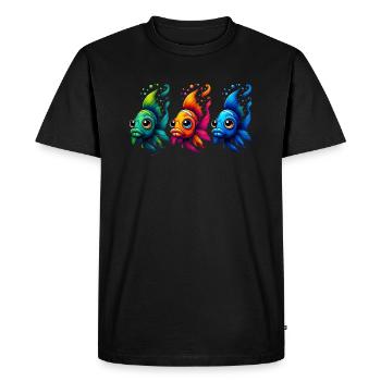 GoldFish - Three Colorful Fish - Men's Premium Organic T-Shirt - black - Front - Nico (187cm)