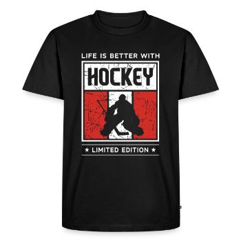 Life is better with Hockey - Men's Premium Organic T-Shirt - black - Front - Nico (187cm)