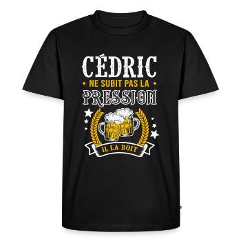 Cédric bière cédric cadeau cedric fêtes - T-shirt Premium bio Homme - noir - Devant - Nico (187cm)