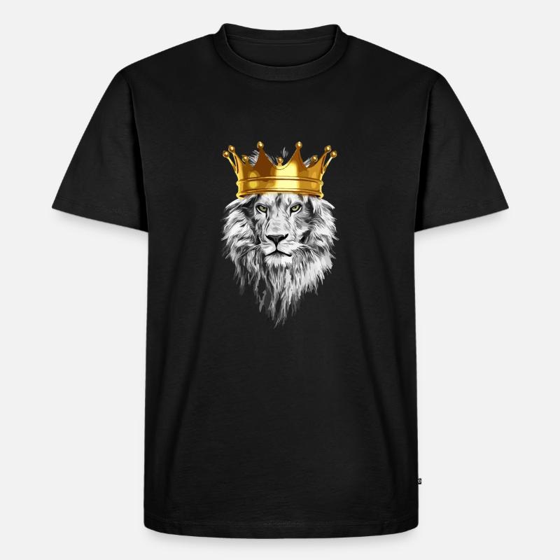 Löwe Krone König - Männer Premium Bio T-Shirt - Schwarz