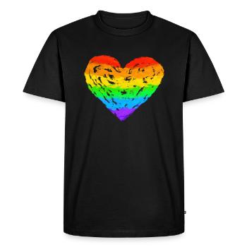 Rainbow Heart LGBT, LGBTQ, Même amour - T-shirt Premium bio Homme - noir - Devant - Nico (187cm)