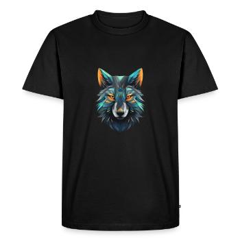 Polygon Wolf Head - Men's Premium Organic T-Shirt - black - Front - Nico (187cm)
