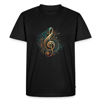 Clé ténor, clé basse, musique symbole - T-shirt Premium bio Homme - noir - Devant - Nico (187cm)