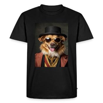 Chien Golden costume aristocrate lunette collier - T-shirt Premium bio Homme - noir - Devant - Nico (187cm)