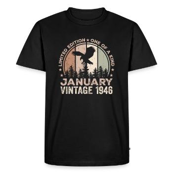 Incomparable since January 1946 78 Anniversary - Men's Premium Organic T-Shirt - black - Front - Nico (187cm)