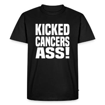 Kicked Cancer’s Ace! Dicton anti-cancer - T-shirt Premium bio Homme - noir - Devant - Nico (187cm)