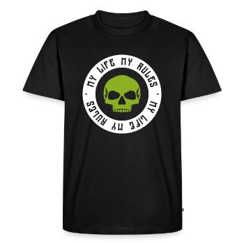 Crâne hors-la-loi - T-shirt Premium bio Homme - noir - Devant - Nico (187cm)
