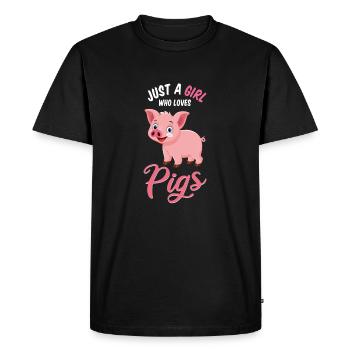 Porc fille rose doux amour idée de cadeau - T-shirt Premium bio Homme - noir - Devant - Nico (187cm)