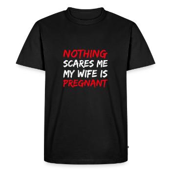 Scared pregnant baby child son daughter dad mom - Men's Premium Organic T-Shirt - black - Front - Nico (187cm)
