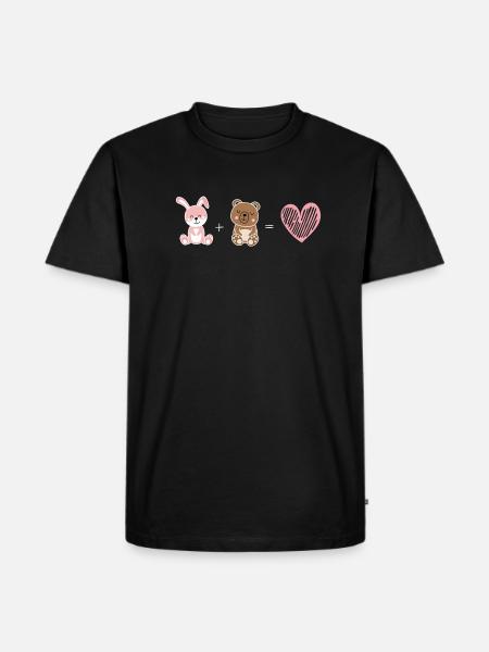 Este conejito ama a este oso - Día de San Valentín - Camiseta prémium ecológica para hombre - negro