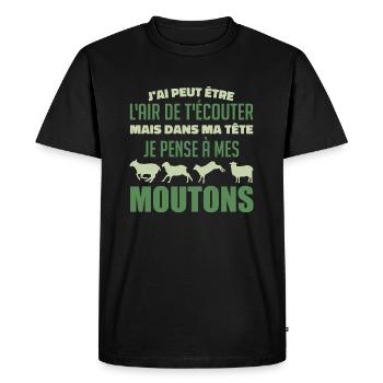 I think of my sheep - Men's Premium Organic T-Shirt - black - Front - Nico (187cm)