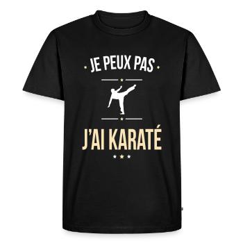 Je peux pas j'ai karaté - Cadeau humour - T-shirt Premium bio Homme - noir - Devant - Nico (187cm)