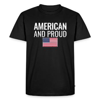 Américain et fier USA Flag Américain - T-shirt Premium bio Homme - noir - Devant - Nico (187cm)