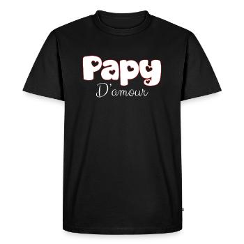 Papy D'Amour De Mon Coeur - T-shirt Premium bio Homme - noir - Devant - Nico (187cm)