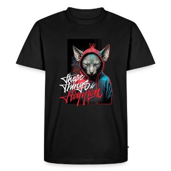 Graffiti de chat Sphinx - T-shirt Premium bio Homme - noir - Devant - Nico (187cm)