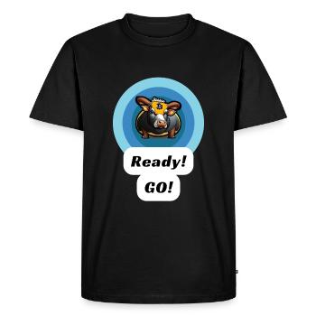 Bull ready go ! , tshirt cryptos - T-shirt Premium bio Homme - noir - Devant - Nico (187cm)