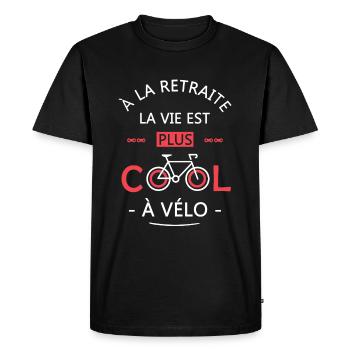 retraite la vie est plus cool à vélo cadeau Vélo - T-shirt Premium bio Homme - noir - Devant - Nico (187cm)