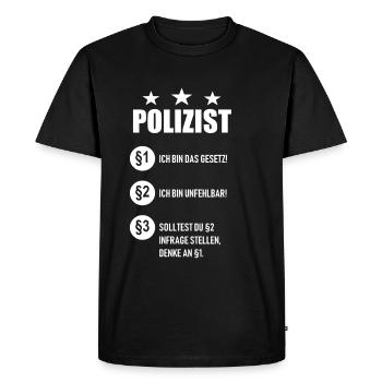 Policier - T-shirt Premium bio Homme - noir - Devant - Nico (187cm)