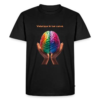 Enhance your curves. 🧠 - Men's Premium Organic T-Shirt - black - Front - Nico (187cm)