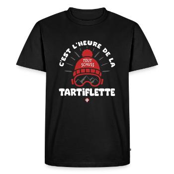 ski et tartiflette cadeau humour ski skieur savoie - T-shirt Premium bio Homme - noir - Devant - Nico (187cm)