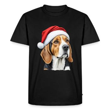 Christmas beagle dog - Men's Premium Organic T-Shirt - black - Front - Nico (187cm)