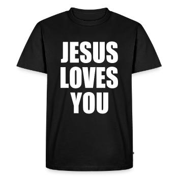 Jesus loves you - T-shirt Premium bio Homme - noir - Devant - Nico (187cm)