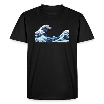 Kanagawa Waves Aesthetic Japanese Art Great Wave - Men's Premium Organic T-Shirt - black - Front - Nico (187cm)