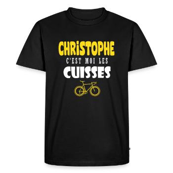 Christophe vélo c est moi les cuisses humour velo - T-shirt Premium bio Homme - noir - Devant - Nico (187cm)