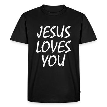 Jesus loves you - T-shirt Premium bio Homme - noir - Devant - Nico (187cm)