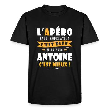 Humour Antoine Apero T shirt Humour Drôles antoine - T-shirt Premium bio Homme - noir - Devant - Nico (187cm)