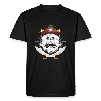 Chat pirate bébé pirate - T-shirt Premium bio Homme - noir - Devant - Nico (187cm)