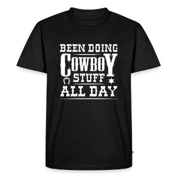 J’ai fait des trucs de cow-boy toute la journée - T-shirt Premium bio Homme - noir - Devant - Nico (187cm)