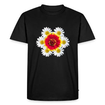 Zinnia avec marguerites Motif floral Fleur de Zinnia - T-shirt Premium bio Homme - noir - Devant - Nico (187cm)