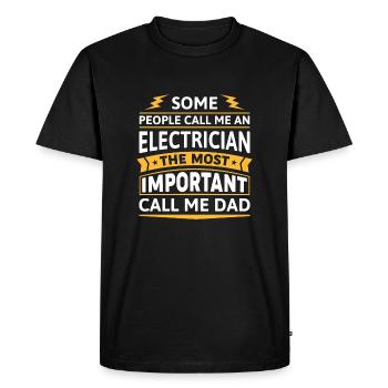 Certaines personnes m’appellent électricien - T-shirt Premium bio Homme - noir - Devant - Nico (187cm)