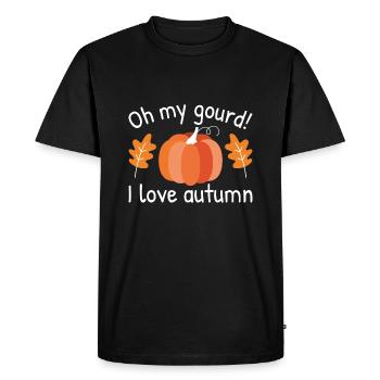 Oh ma gourde j’adore l’automne - T-shirt Premium bio Homme - noir - Devant - Nico (187cm)