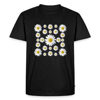 marguerites fleur marguerite fleur florale - T-shirt Premium bio Homme - noir - Devant - Nico (187cm)